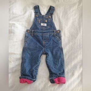 Oshkosh fleece lined denim overalls